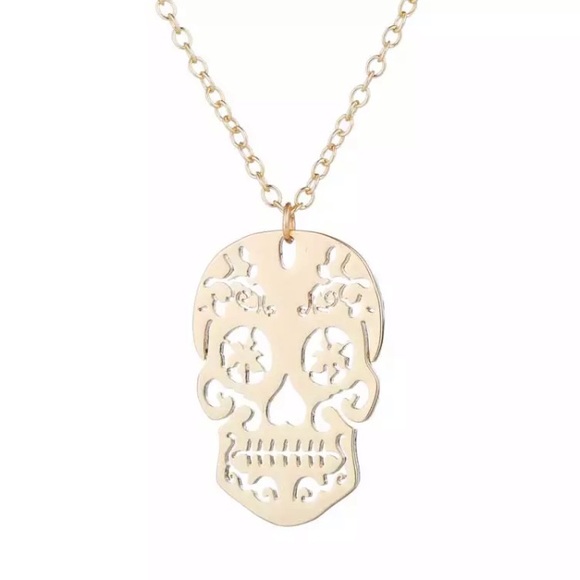 Jewelry - Yellow Gold Filled Sugar Skull Necklace
